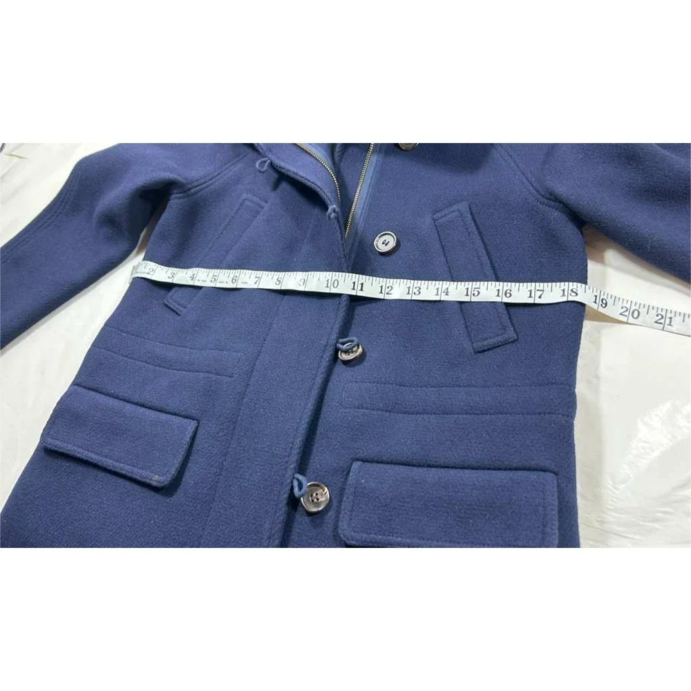 J.Crew Stadium Cloth Nello Gori Navy Blue Hooded Wool Blend Coat Parka 31410 - Picture 8 of 10